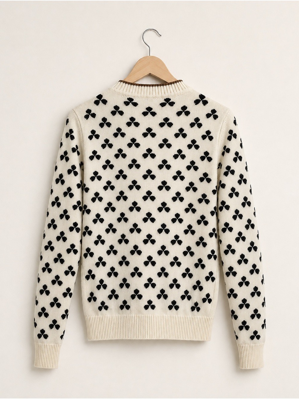 Hermès Cashmere Cardigan Ivory 34 Clover Motif - Picture 2 of 8